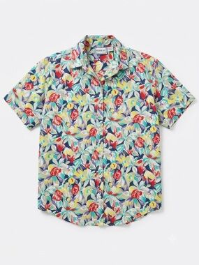 Vtg 90s Mission Bay Abstract Floral Hawaiian Shirt Men's Large Cotton Mauritius
